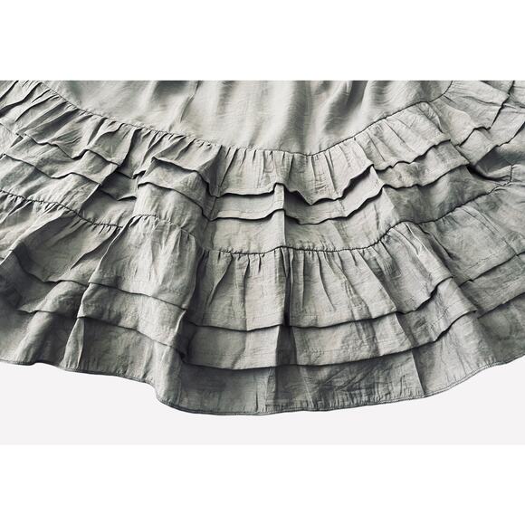 PAISLEY VINE 3/4 RAGLAN BELL SLV RND NECK MIDI BOHEMIAN DRESS, WOMENS, L, GREY - Picture 8 of 11